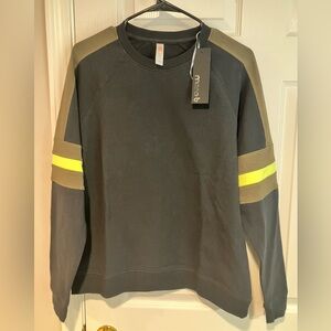 Mono B Pigment-Dyed Terry Oversized Pullover with Varsity Stripe Detail Size S